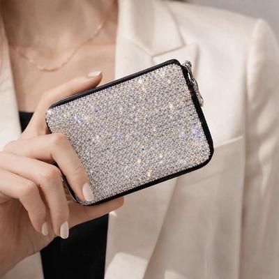 Sparkling Women's Card Bag Luxury Dust-proof Bling Crystal Card Wallet Lightweight Waterproof Bling Rhinestone Card Holder