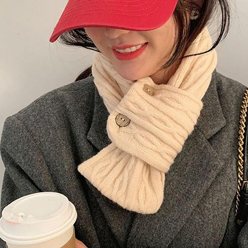 Koreanischer einfarbiger kurzer Strickzopfschal Herbst Winter warm Allround-Schal