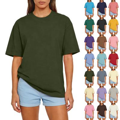 Women’s Basic Crew Neck Short Sleeve T Shirt Loose Fit Casual Plain Tee Comfortable Cotton Top