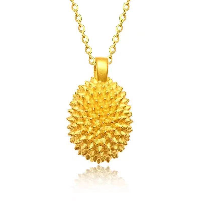 Gold Durian Pendant Necklace - Unique Gift for Her, Perfect for the Qixi Festival
