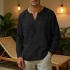 Men's Linen V-Neck T-Shirt Loose Fit Casual Summer Top
