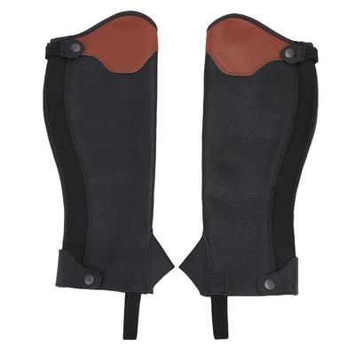 2PCS Equestrian Half Chaps for Adults Cowhide Protective Leg Guard Half Chap for Horse Riding
