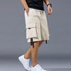 Summer Men's American Casual Workwear, Loose and Trendy Mid Pants with Five Point Multiple Pockets