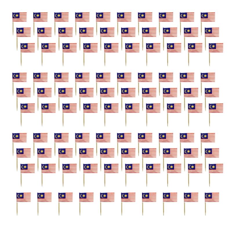 100Pcs Multicolor International Flag Toothpicks Cupcake Picks Cake Top Ornament For Desserts Display Festival Decoration