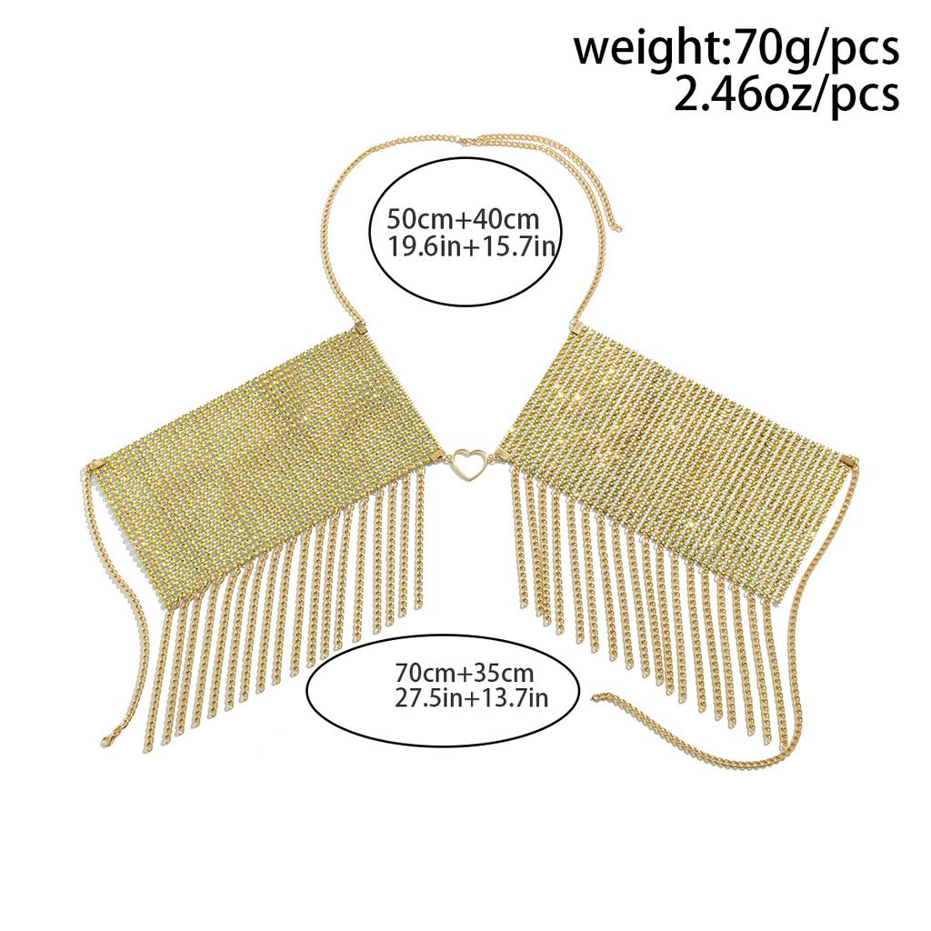Sexy Diamond Tassel Heart Chest Chain Handmade Bikini Body Chain Hot Girl Clothing