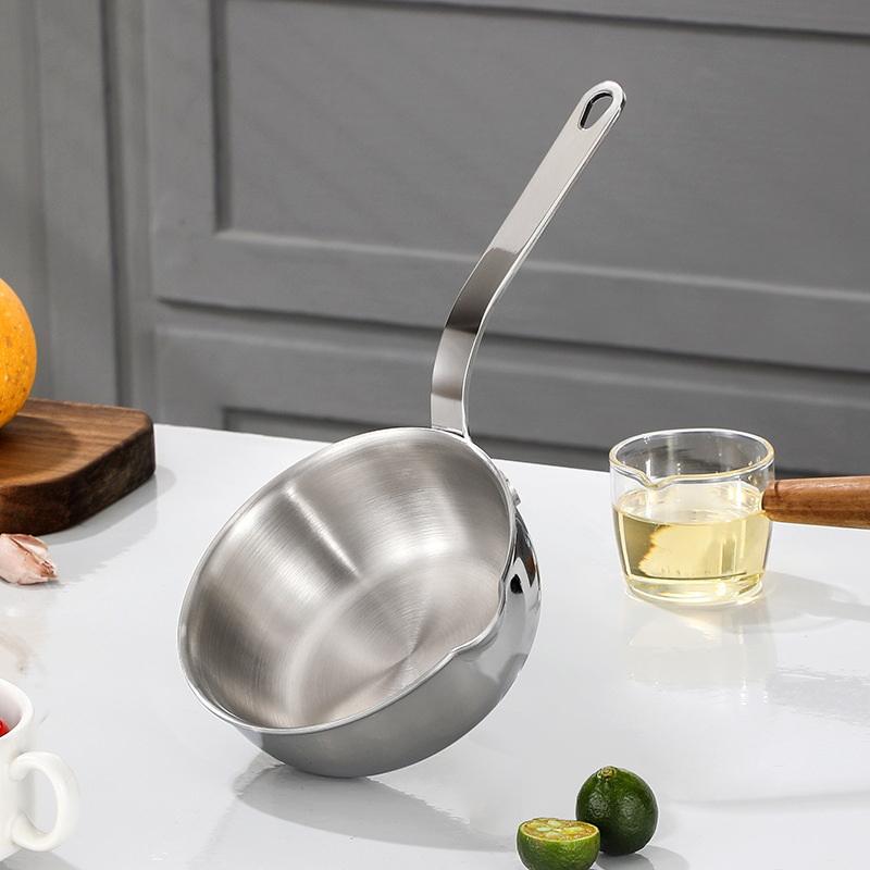 304 Stainless Steel Oil Pot Egg Frying Pan Mini Soup Milk Pot Cooking Saucepan Scalding-Proof Kitchen Tool Cookware