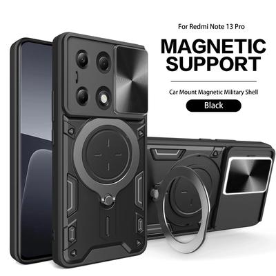 Shockproof Magnetic Case for Redmi Note 13 Pro 5G 4G Note13 Pro Plus POCO X6 Pro 5G Slide Camera Lens Ring Stand Protect Cover