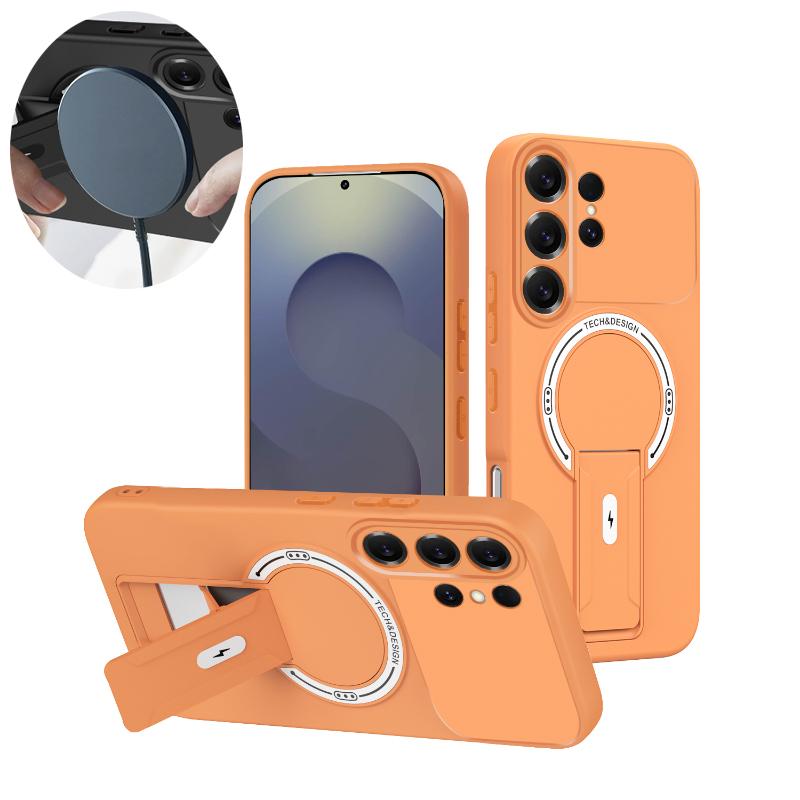 For Magsafe Magnetic Wireless Charging Bracket Phone Case For Samsung A56 A55 A54 A52 S26 Ultra S24 S23 S22 S25 Ultra Plus FE