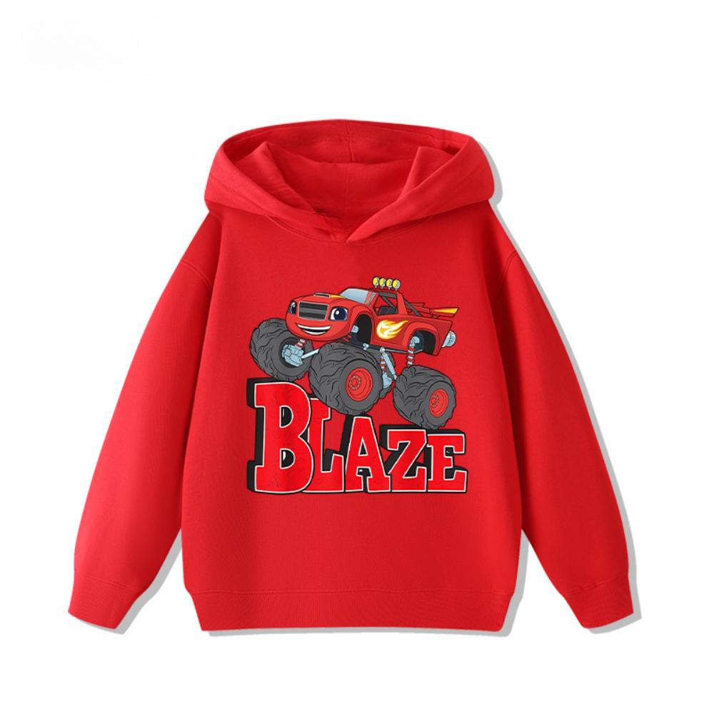 Speed Cyclone Car Team Monster Flame Car Children's Hoodies Boys and Girls' Clothing Autumn and Winter Warm Children's Hoodies