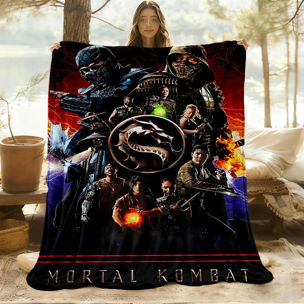 1PC Manta de Exterior Mortal Kombat Ligera de Franela, Suave y Cálida, Para Todas las Estaciones, Exterior, Camping, Sala de Estar, Oficina, L1106022
