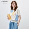 Komeng Boca Women's Silk Blend Geometric Knit T-Shirt