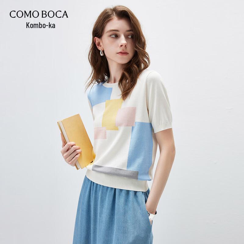 Komeng Boca Women s Silk Blend Geometric Knit T-Shirt M