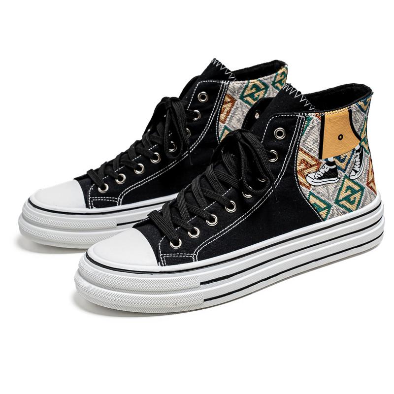 Fashion 2024 Classic Canvas Men's Vulcanize Shoes Breathable Canvas Sneakers Men Comfort High Top Sneakers For Men Teenager Board Shoes
