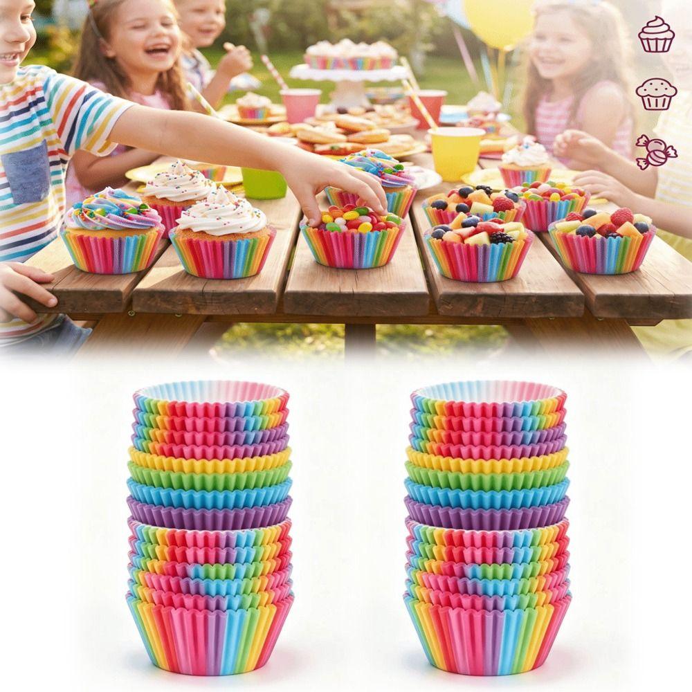 Greaseproof Colorful Cupcake Liners Paper Greaseproof Baking Cups Nonstick Cake Molds  Cake Baking