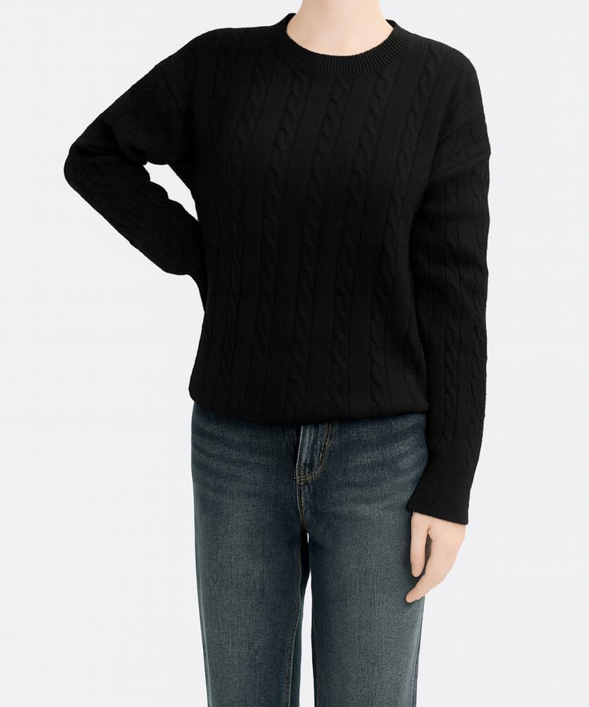 Keulleiseu Basic Cable Knit Sweater_Black
