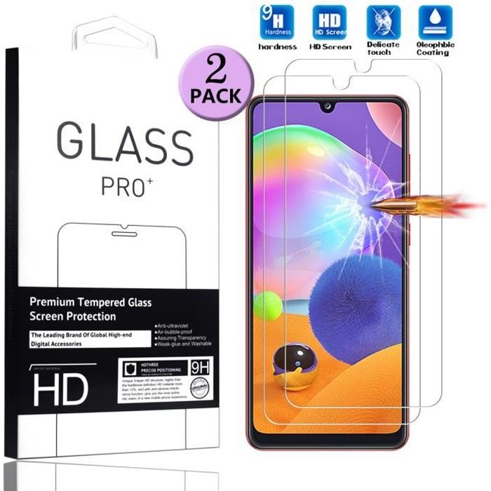 Film de protection - samsung - galaxy a31 - verre trempé - 2 pc - résistant aux rayures