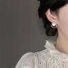 Simple Geometric Pearl Stud Earrings Women'S Light Luxury High-End Niche Design Earrings French Retro Versatile Earrings