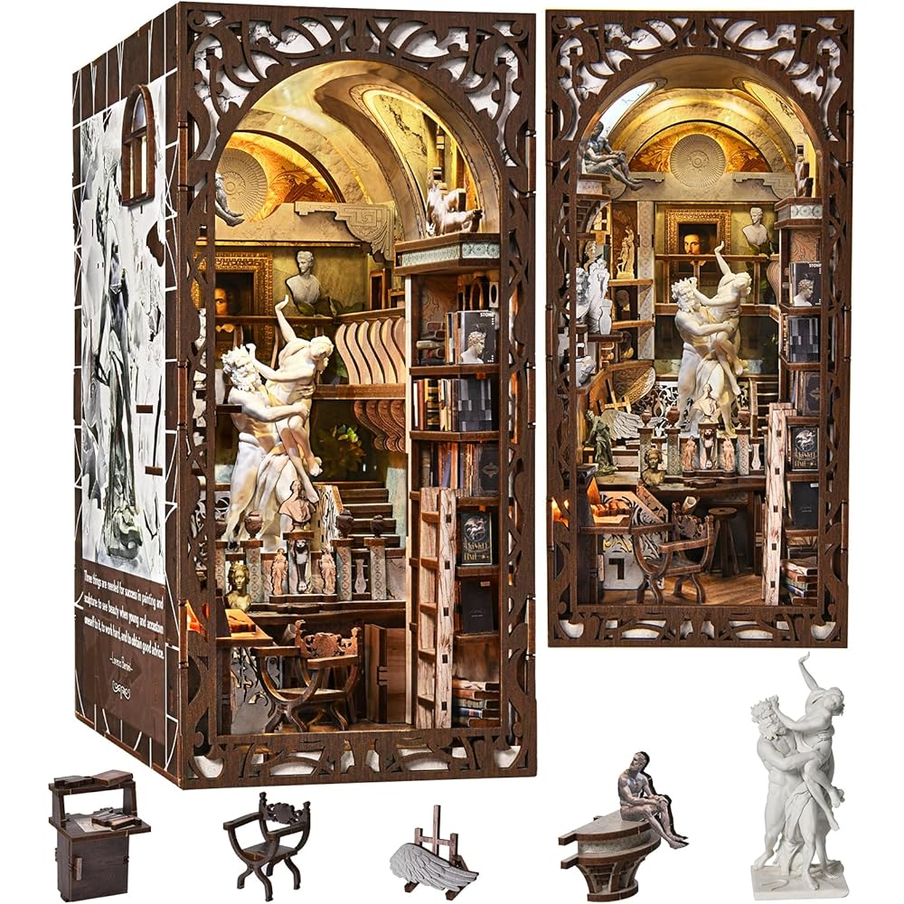 

MiniCity DIY Book Nook Kit with LED Light - Dollhouse Miniature House Kit for Beginners and Teens