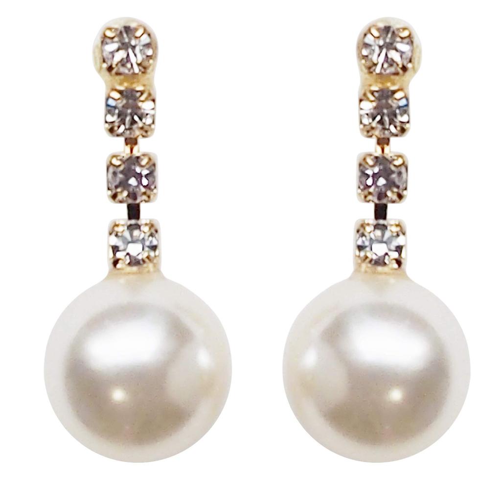 Perlenohrring weiß Hochzeit Miyabi zarte Nicht-Ohrringe, Ohrringe, Damen, Stil, schmerzlos, schwingend, beliebt, Harz, Gold, Strass,