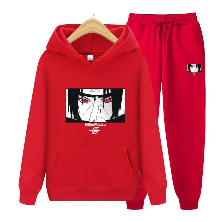 Men's Sets Anime Print Sweatshirt Sport Suit Tracksuit 2 Pieces Set Sweatshirt+Pants Suit Hooded Jacket Coat