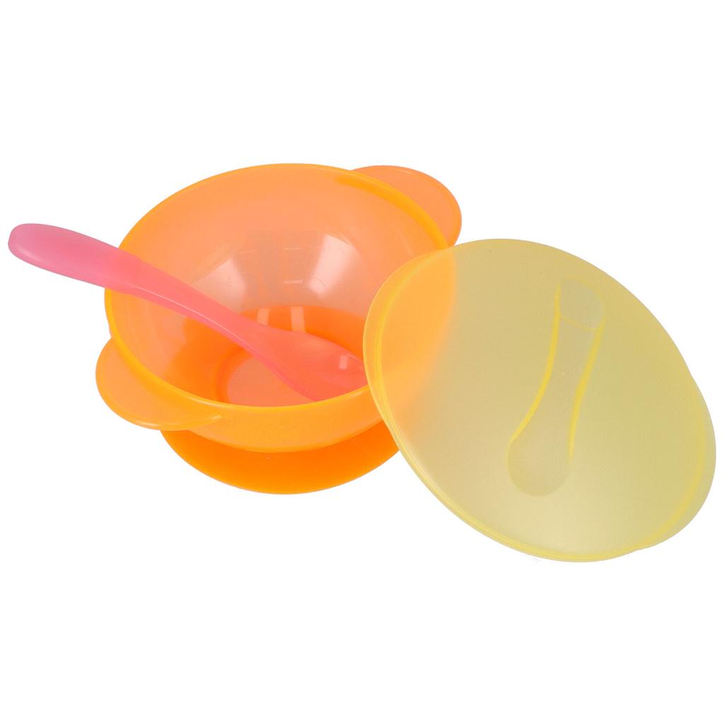 Baby Suction Bowl with Lid and Spoon Set Food Grade PP Machine Washable Baby Feeding Bowls
