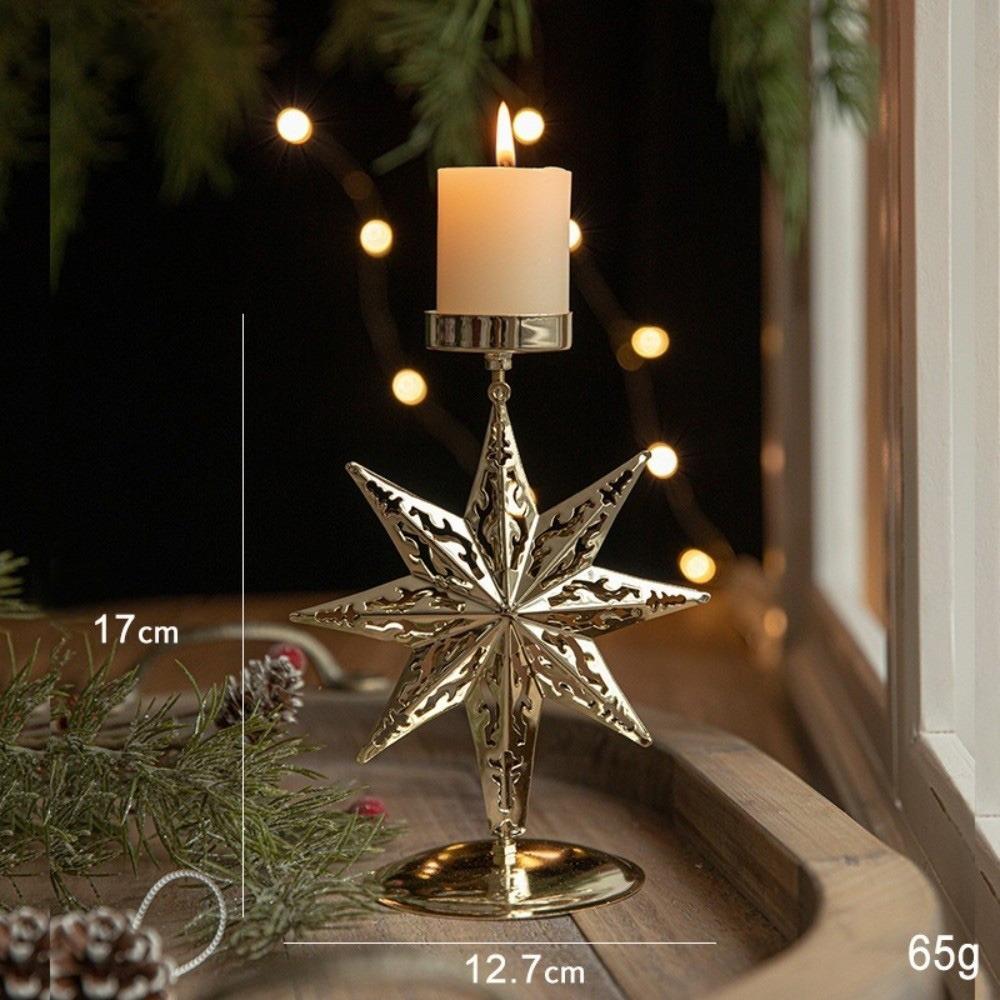Gifts Gold Christmas Candle Holder Hollow Out Iron Candlestick Stand Christmas Tree Candle Stand Window Decor
