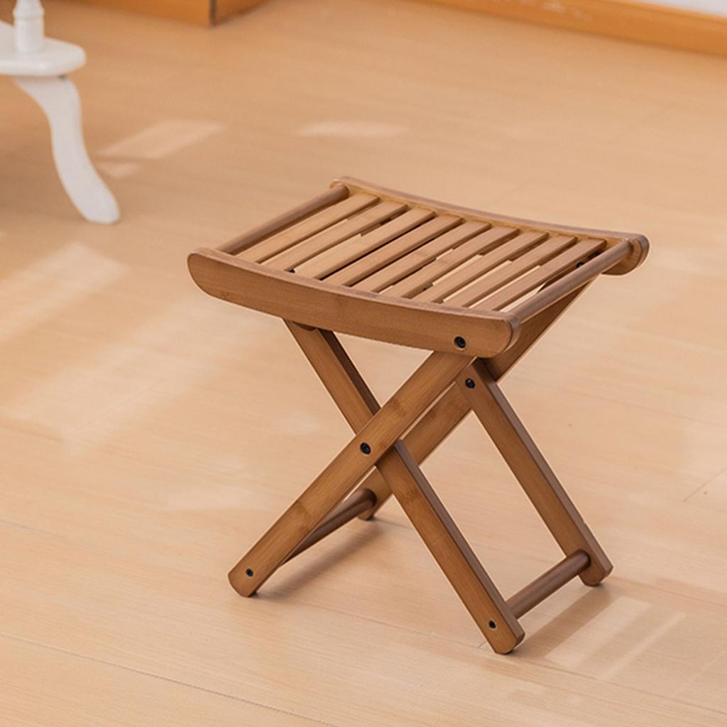 Portable Folding Bamboo Shower Stool - Spa-Style Foldable Bath Seat for Showering, Shaving, & Sauna Use, Natural Bamboo Design