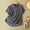 Vintage Blumenmuster Damenhemd Sommer Mode Kurzarm Tasche Locker Lässig Bluse Weiblich Bequem Weich Dünn Tägliches Oberteil