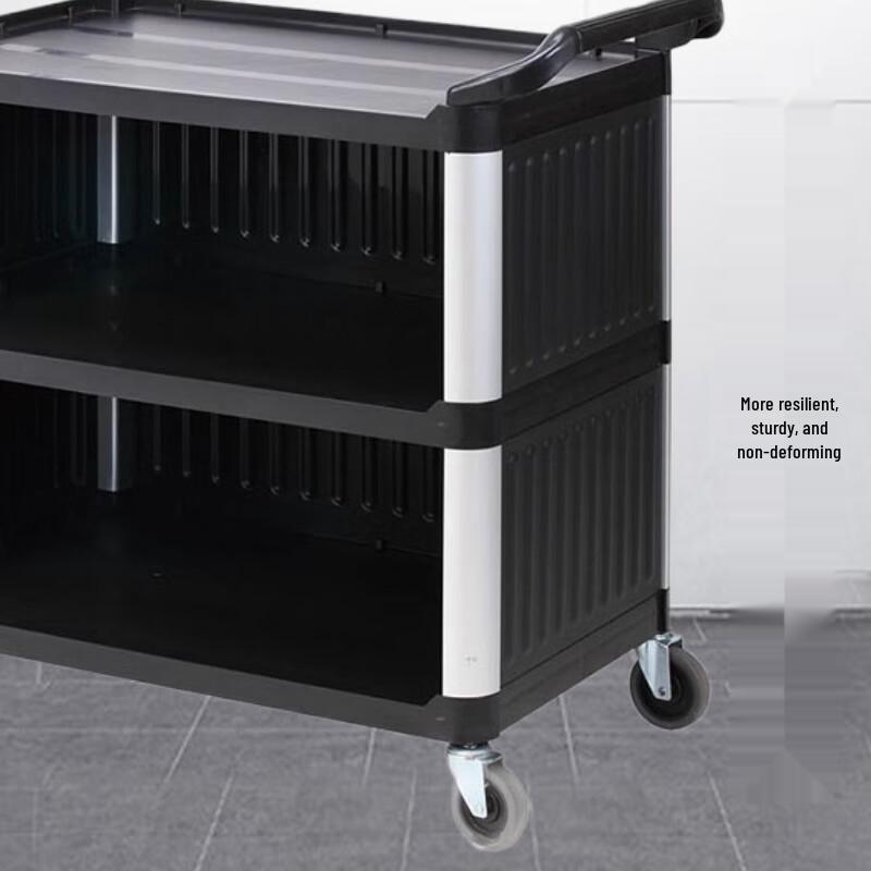 Yingbai 2-Tier Plastic Serving Cart with Baffle, Black