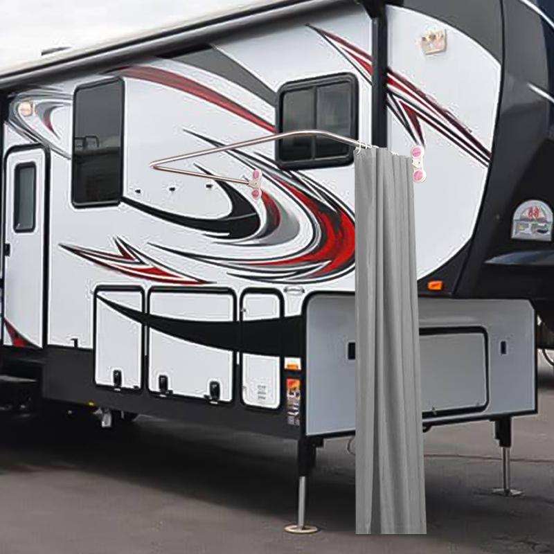 Caravan Outdoor Camping Shower Cabin Kits No Drilling Suction Cups & Rod & Shower Curtain For Motorhomes Outer Accessories