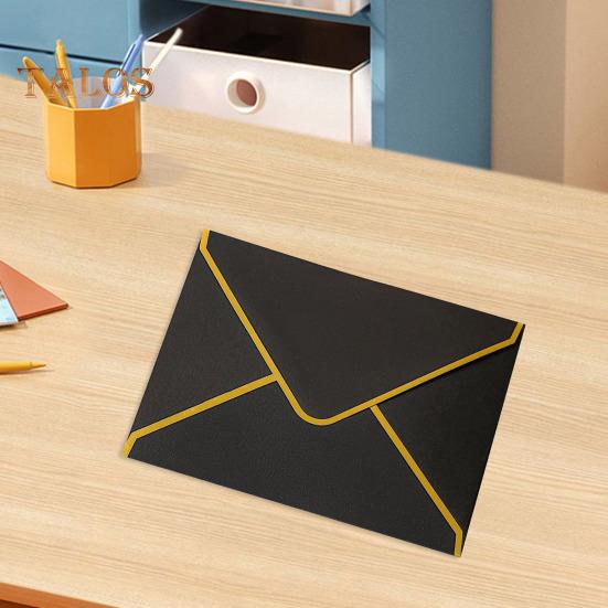 10Pcs Hot Stamping Envelope Borda Dourada Blanks V-Flap Design Envelope Cartões de felicitações Convites Notas Envelopes