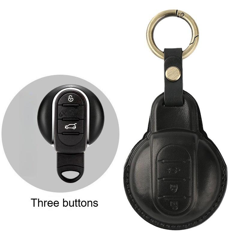 For Mini Cooper F54 F55 F56 F57 F60 Clubman Countryman Leather Car Key Fob Protection Cover Keychain Auto Accessories