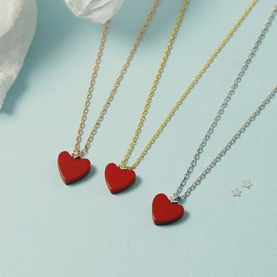 Korean Minimalist Red Heart Agate Clavicle Necklace