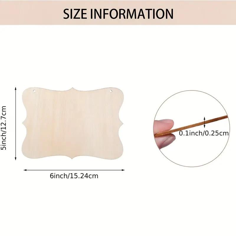 12-Pack Hanging Rectangular Wooden Signs with Rope for DIY Painting and Writing