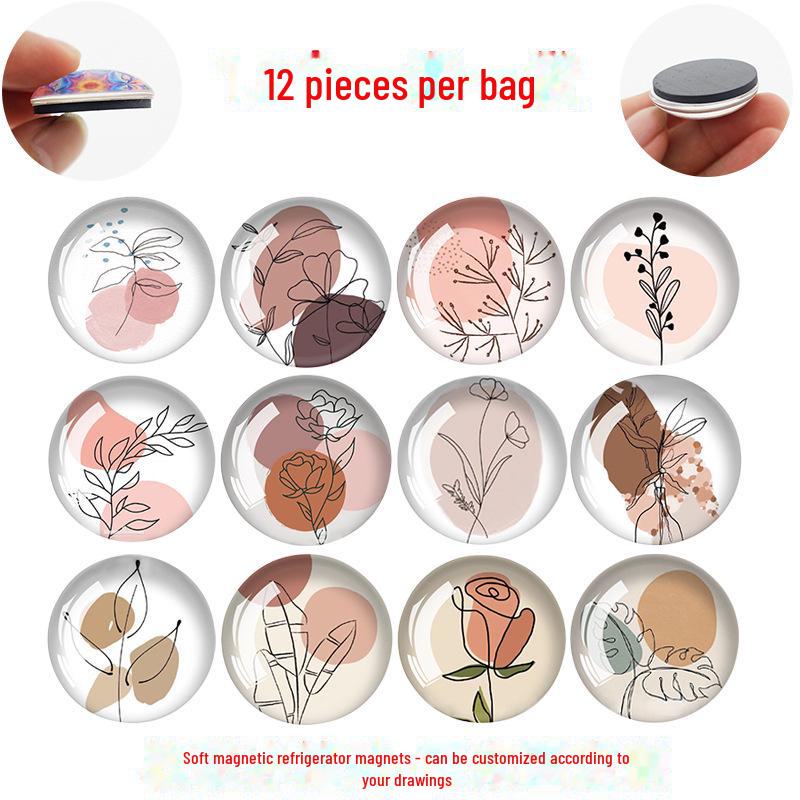 

Магнитный стеклянный самоцвет для холодильника с геометрическим узором в виде листьев розы