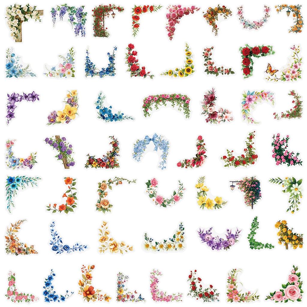 50Pcs/Set Healing Flower Frame Series 04 PET Stickers Waterproof DIY Fashion Doodle Decals Stickers