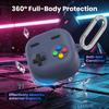 Retro Game Silicone Case for Galaxy Buds4 Buds4 Pro Shockproof Cover with Carabiner