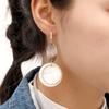 Women Geometric Long Oval Eardrop with Stylish Shell Ear Stud