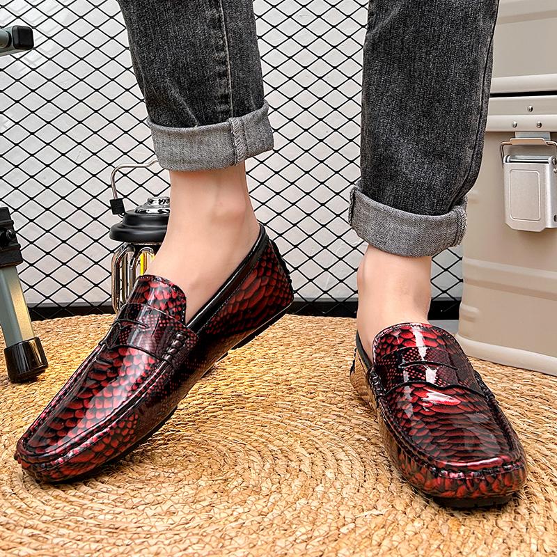 Herr Loafers Moccasins Färg Körskor Bekväma Plattor Casual Slip-ons Större Storlekar Pea Shoes för Män