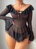 Sexy Lingerie See-through Lace Dress Temptation One-shoulder Pure Desire Uniform Sexy Underwear Attractiveness Irresistible