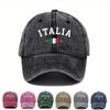 Retro Italian Flag Letter Print Baseball Cap Adjustable Washable And Fashionable Dad Hat with Curved Brim for Outdoor Activi