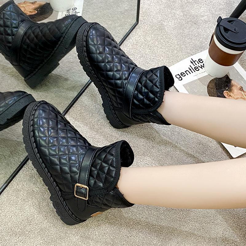Fashion Leather Waterproof Plush Warm Flat Woman Shoes Winter on Offer 2025 New in Hot Goth Ankle Chic and Elegant Snow Boots for Women