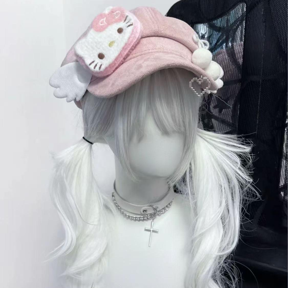 

Original subculture pink hat cute house series two-dimensional kt beret personality cute M（56-58cm）