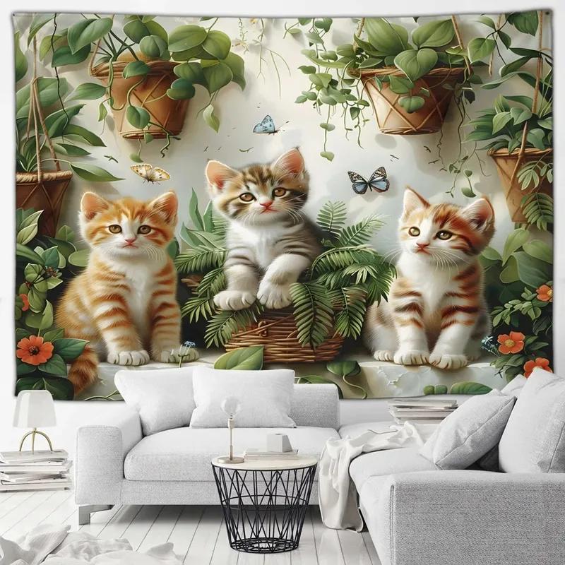 Cute Cat Tapestry Office Living Room Decoration Home Wall Tapestry