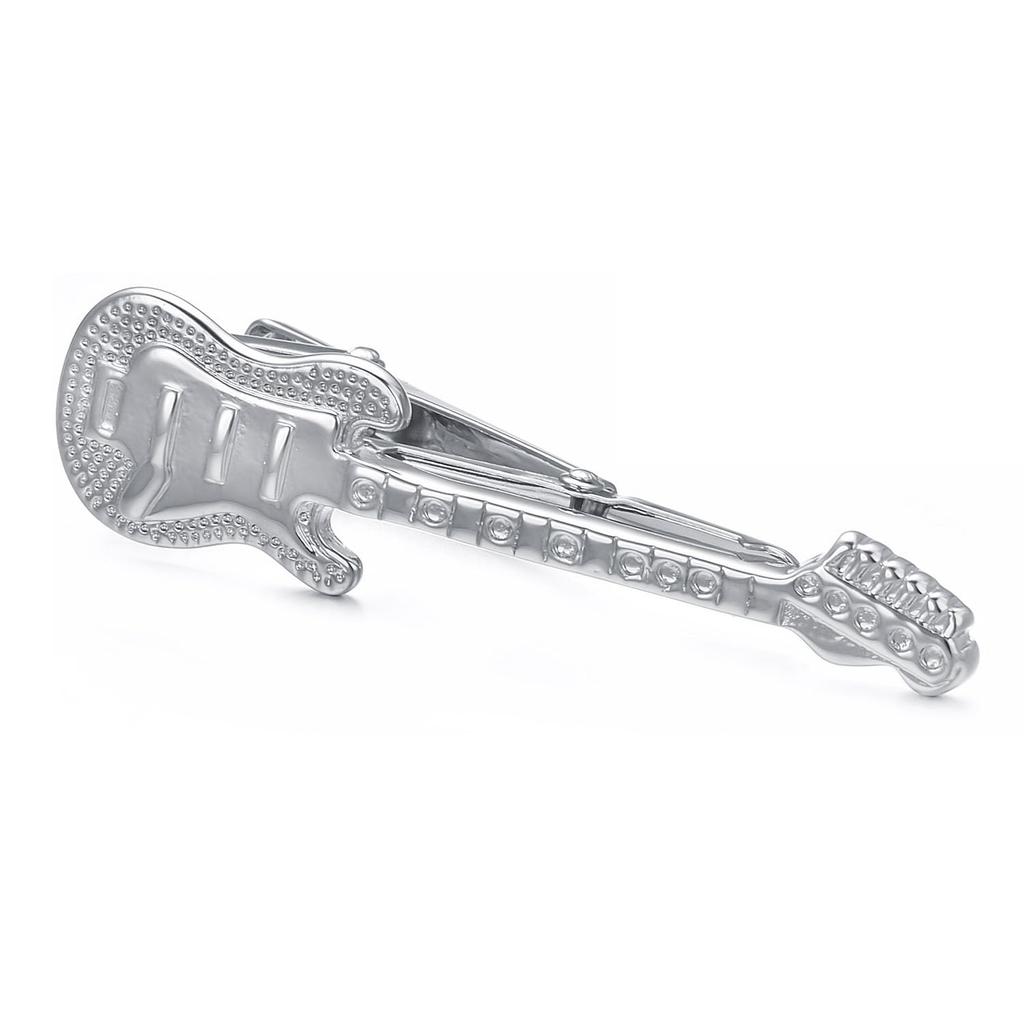 Yoursfs Tie Clip Musical Instrument Guitar Silver Fun and Cute Tie Clip Accessory Gift Women's - - - - - (Silver Guitar)