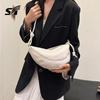 Versatile women's bag first layer cowhide horn shoulder saddle bag niche crossbody dumpling bag woman
