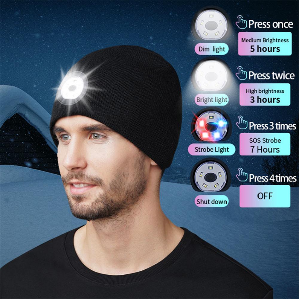 Summer Lantern Cap for men and Women LED Night Running Light Warning Light Knitted Cap