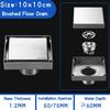 Invisible Floor Drain 304 Stainless Steel Black Brushed Bathroom Shower Drainage Square Waste Filter Floor Drains 10/11/12/15cm