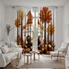 2pcs HD Thanksgiving Day maple tree Rooster pumpkin decorative curtain Yellow tie digital printed curtain Home decor style de
