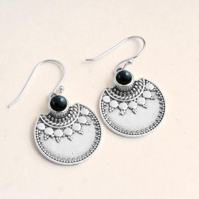 Black Onyx Gemstone Handmade Dangle Earring 925 Sterling Silver Solid Jewelry C477